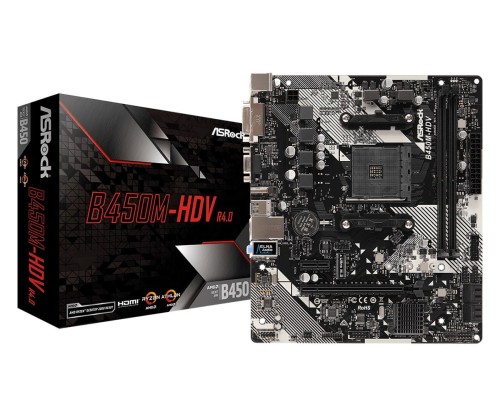 Płyta ASRock B450M-HDV R4.0 /AMD B450/DDR4/SATA3/M.2/USB3.0/PCIe3.0/AM4/mATX - 788612