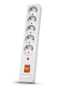 Listwa przeciwprzepięciowa Acar X5 Schuko 5,0m szara