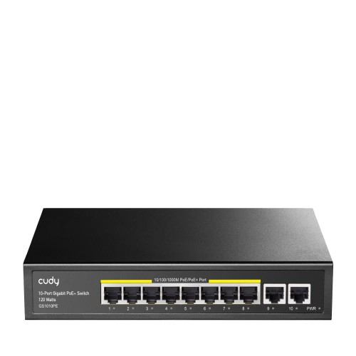 Switch niezarządzalny Cudy GS1010PE 8x10/100/1000Mbps PoE+ 120W, 2x10/100/1000Mbps Uplink - 1742018