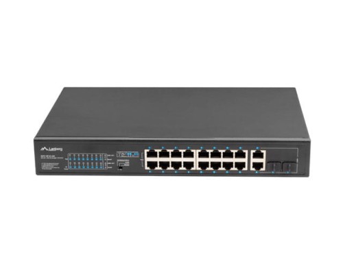 Switch niezarządzalny Lanberg 16x 100Mb PoE+/2x Combo Rack 19" Gigabit Ethernet 250W - 1042712