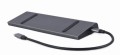 GEMBIRD MULTI ADAPTER USB TYP-C 9W1 (HUB3.0 + HDMI + DISPLAYPORT + VGA + PD + LAN + DŹWIĘK STEREO), SZARY - 1435379