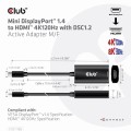 Adapter Club 3D CAC-1186 MiniDisplayPort™ 1.4 to HDMI™ 4K120Hz HDR Active Adapter M/F - 1037938