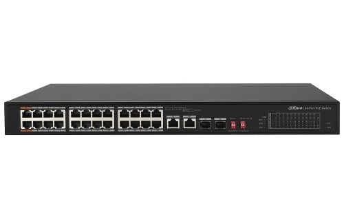 Switch niezarządzalny Dahua PFS3226-24ET-240 24x10/100 PoE, 2xRJ45 10/100/1000Mbps / SFP 1000 Mbps Combo - 1889814