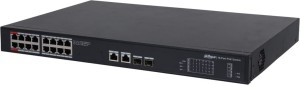 Switch niezarządzalny Dahua PFS3220-16GT-240-V2 16x1GbE 2x1GbE UpLink 2xSFP PoE