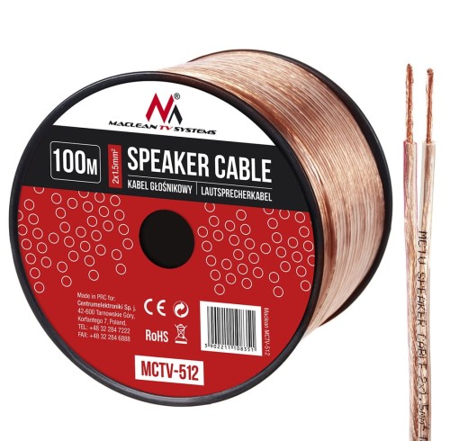 Kabel głośnikowy Maclean MCTV-512 2*1,5mm2 48*020CCA 100m - 1890399