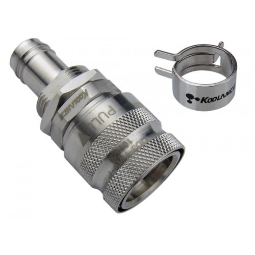 Koolance QD3 Szybkozłączka z przegrodą prosta żeńska na średnicy wewnętrznej 10mm - niekapek, srebrny - 1885415