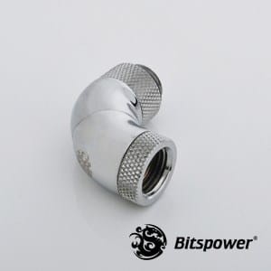 Bitspower Adapter 90 stopni G1/4 cala Gwint zewnętrzny na G1/4 cala gwint wewnętrzny - 3x obrotowy, błyszczący srebrny - 1885645