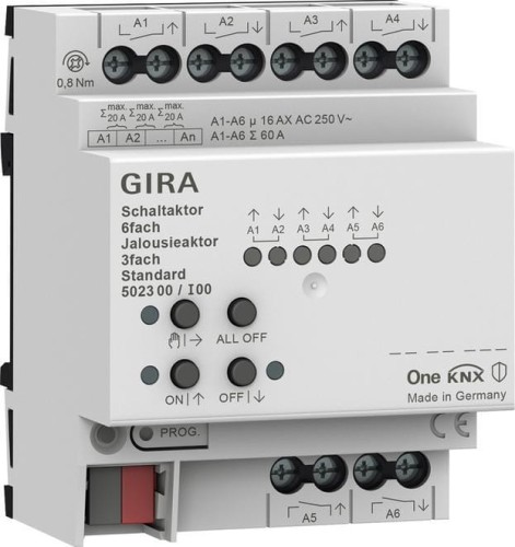 GIRA aktor przekaźnikowy/żaluzjowy 6x/3x 16 A standard KNX ONE 502300 - 1888688