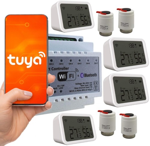 Zestaw do ogrzewania podłogowego WiFi Tuya 7 obiegów - 1889004