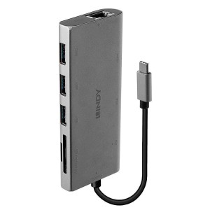 Stacja dokująca LINDY USB-C do 1xVGA/1xHDMI/1xRJ45/3xUSB 3.0/1xUSB-C/1xmicroSD/1xSD