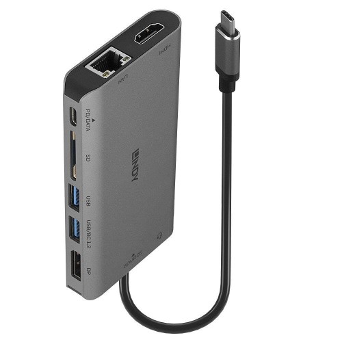 Replikator portów LINDY USB-C do 1xHDMI/1xDP/1xRJ45/2xUSB 3.0/1xUSB-C/1xSD/1xAudio - 1890734
