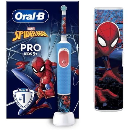 Doustny-B | Vitality PRO Spiderman dla dzieci | Elektryczna szczoteczka do zębów z etui podróżnym | Akumulator | Dla dzieci | Niebieski | Liczba główek szczoteczki w zestawie 1 | Liczba trybów szczotk - 1883034
