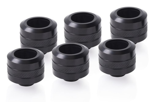 Alphacool Eiszapfen Pro Anschluss 16mm Hardtube Fitting G1/4, 6-Pack - schwarz - 1885344