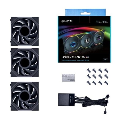 Lian Li UNI FAN TL LCD Wentylator, 3-pak z kontrolerem - 120mm, czarny - 1886224