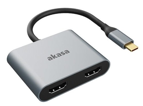 Przejściówka Akasa z USB-C na podwójne HDMI MST — 4K@60Hz, 4K@30Hz podwójne - 1889069