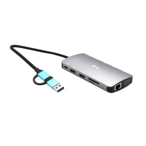 I-TEC USB-C Metal Nano Dock 2xHDMI 1xVGA 1xSD Cardreader 1xmicroSD Cardreader 1xGLAN 3xUSB 2.0 1xUSB 3.2 1xUSB-C3.2Data 1xUSB-C PD