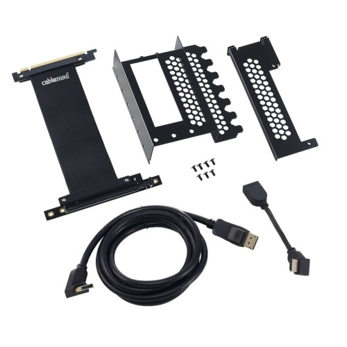 Pionowy uchwyt karty graficznej CableMod z typu riser PCIe x16, 1x DisplayPort, 1x HDMI - czarny - 1892912