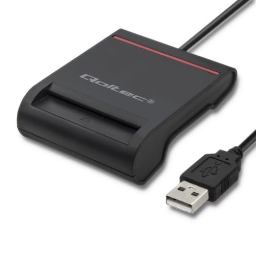 Czytnik kart chipowych ID Qoltec SCR-0642 | USB 2.0 + adapter USB-C - 1009958