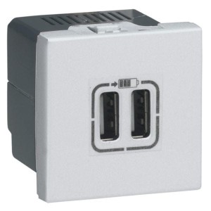 MOSAIC GNIAZDO ZASILAJĄCE 2 X USB 1500 MA - ALUMINIUM (079394)