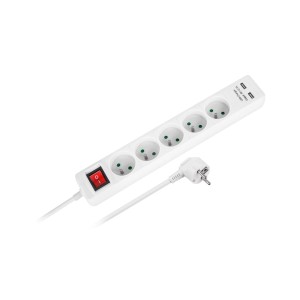 Przedłużacz sieciowy Rebel 5 gniazd + 2 gniazda USB z wyłacznikiem - 5m