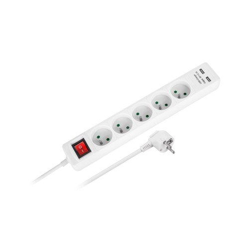 Przedłużacz sieciowy Rebel 5 gniazd + 2 gniazda USB z wyłacznikiem - 5m - 1898856