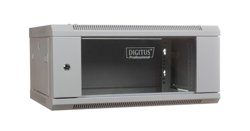 Szafa wisząca jednosekcyjna DIGITUS 19" 4U 279/600/450mm drzwi szklane szara (RAL 7035) niezmontowana - 981160
