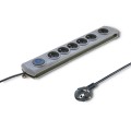 Listwa zasilająca antyprzepięciowa Qoltec Quick Switch | 6 gniazd | 3m | szara - 685529