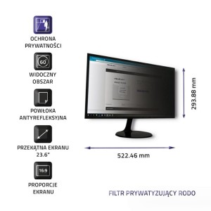 Qoltec 51058 filtr do ekranu 59,9 cm (23.6") Monitor
