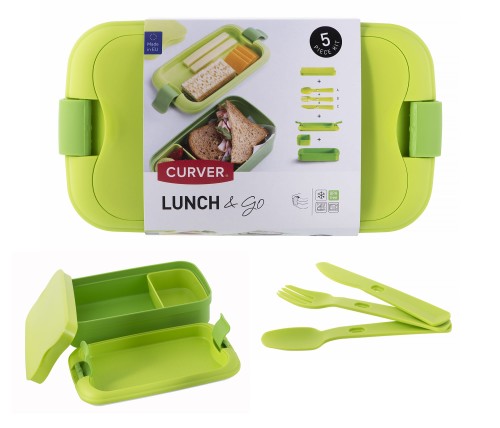 Pojemnik śniadaniowy  + sztućce Lunch&go CURVER - 1382024