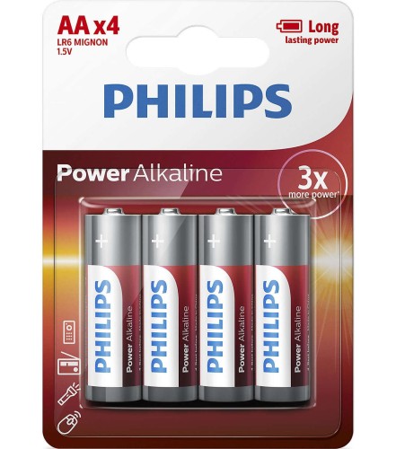 Bateria alkaliczna Philips Power Alkaline LR6, typ AA (4 szt.) - 1822691