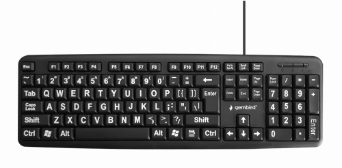 GEMBIRD KLAWIATURA STANDARDOWA USB Z LITERAMI DLA SENIORA (DUŻE LITERY) CZARNA - 953682