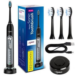 Szczoteczka soniczna do zębów Promedix PR-750B kolor czarny, etui podróżne, 5 trybów, timer, 3 poziomy mocy, 3 końcówki