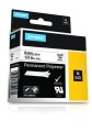 RHINO POLYESTER LABEL 6MM X5.5M/BLACK ON WHITE IN - 1909689