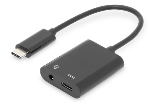 Kabel DIGITUS USB 3.1 Typ C Gen.2 SuperSpeed+ 10Gbps MiniJack 3.5mm USB C czarny 0.2m - 1912064