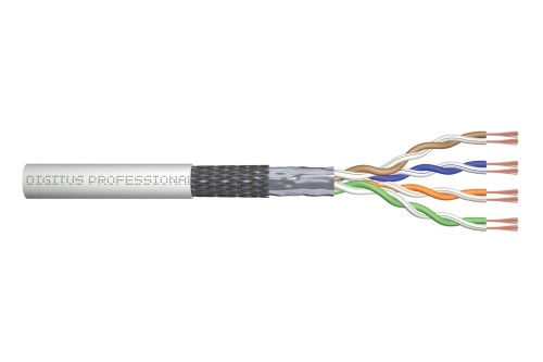 Kabel teleinformatyczny patchcordowy DIGITUS kat.5e, SF/UTP, linka, AWG 26/7, PVC, 305m, szary, karton - 1912288