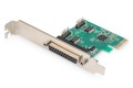 Kontroler COM+LPT DIGITUS PCIe, 2x RS-232/COM, 1x Parallel/LPT, Low Profile, Chipset AX99100 - 1914460