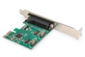 Kontroler COM+LPT DIGITUS PCIe, 2x RS-232/COM, 1x Parallel/LPT, Low Profile, Chipset AX99100 - 1914459