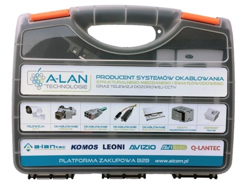 Zestaw narzędzi instalatorskich w walizce (tester, nóż LSA, zaciskarka, stripper, wtyki RJ45) ALANTEC - 1920318