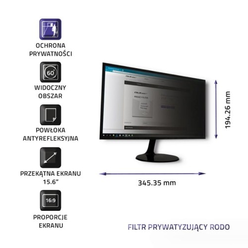 Filtr prywatyzujący RODO Qoltec 15.6" (16:9) - 1917544
