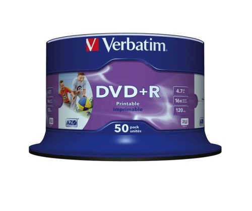 DVD+R 4.7GB 16X PHOTO/INK PRINTABLE 50PK SPINDLE - 1899859