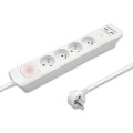 Listwa antyprzepięciowa Qoltec 4 gniazda | 2xUSB | 1.8m | Biała - 1385637