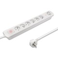 Listwa antyprzepięciowa Qoltec 6 gniaz | 2xUSB | 1.8m | Biała - 1385796