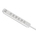 Listwa antyprzepięciowa Qoltec 6 gniaz | 2xUSB | 1.8m | Biała - 1385804