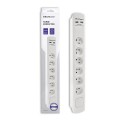 Listwa antyprzepięciowa Qoltec 6 gniaz | 2xUSB | 1.8m | Biała - 975378