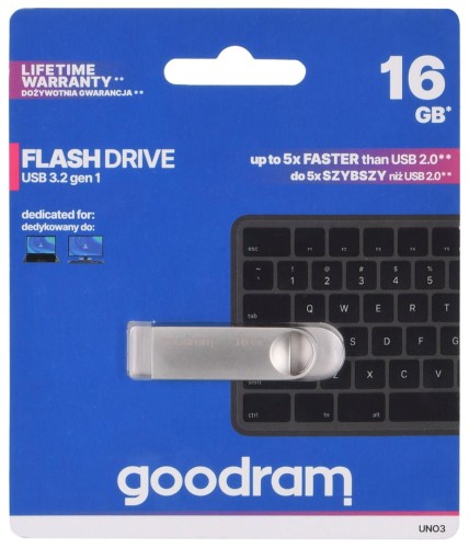 Pendrive GOODRAM UNO3 16GB USB 3.2 Gen 1 Srebrny - 1811058