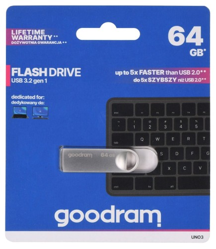 Pendrive GOODRAM UNO3 64GB USB 3.2 Gen 1 Srebrny - 1921781