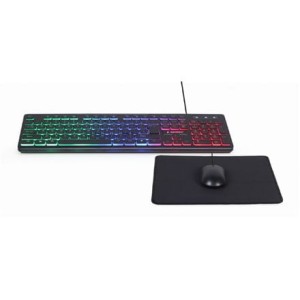 Zestaw 3 w 1 klawiatura multimedialna z podświetleniem RGB z myszką i podkładką Gembird KBS-UML-01