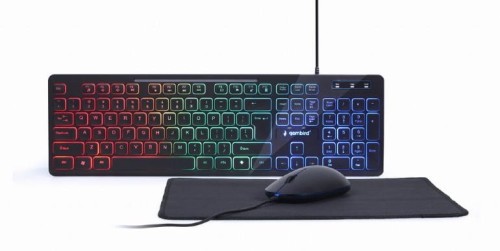 Zestaw 3 w 1 klawiatura multimedialna z podświetleniem RGB z myszką i podkładką Gembird KBS-UML-01 - 1923399