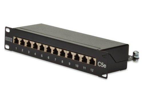 Patch panel DIGITUS 10" 12x RJ45 S/FTP kat. 5e 1U (RAL 9005) - 1930807