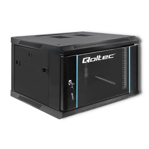 Szafa RACK Qoltec 19" | 6U | 600x370x600 | Czarna | Wisząca - 1930841